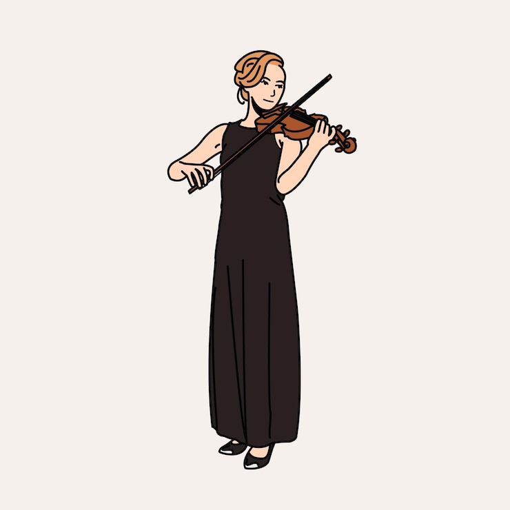 PSD um desenho de uma mulher tocando violino