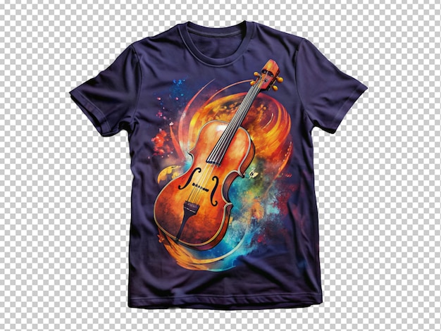 PSD um desenho de violino na camiseta.