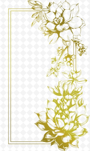 PSD um desenho floral com uma fita de ouro e flores