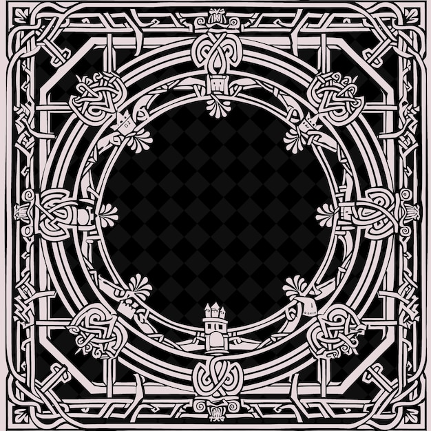 PSD um desenho ornamental preto e branco com um desenho de um círculo