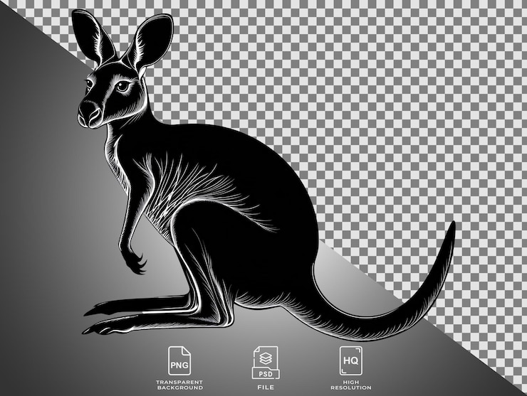 PSD um desenho preto e branco de um canguru