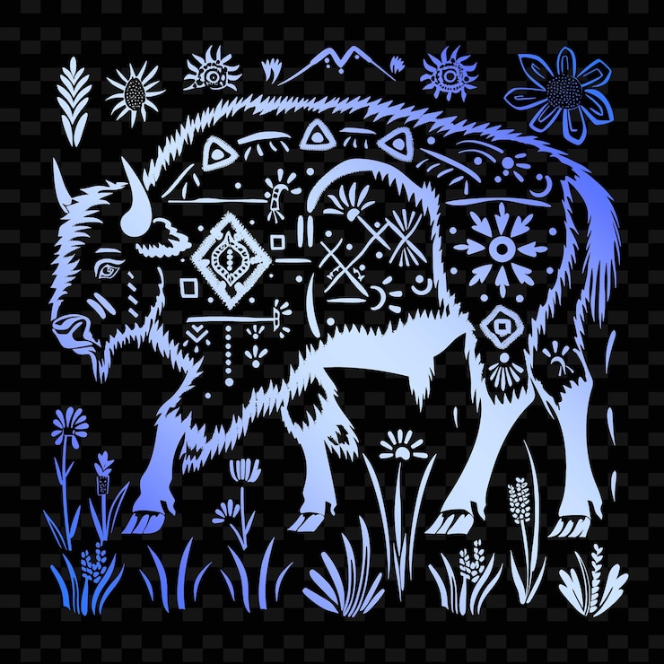PSD um desenho preto e branco de um lobo com um fundo preto
