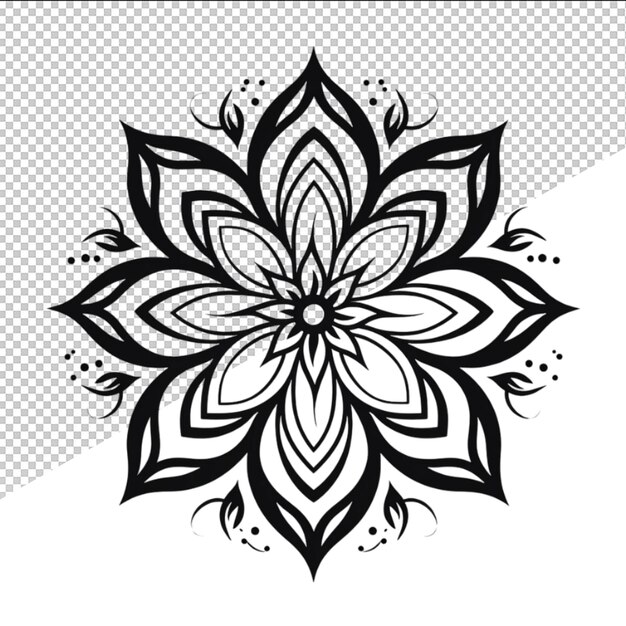 PSD um desenho preto e branco de uma flor em um fundo preto