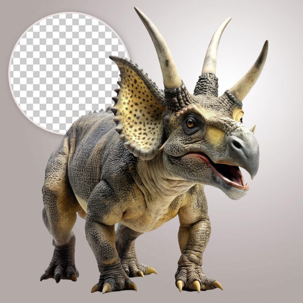 PSD um dinossauro extinto albertaceratops isolado em fundo transparente