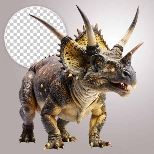 PSD um dinossauro extinto albertaceratops isolado em fundo transparente