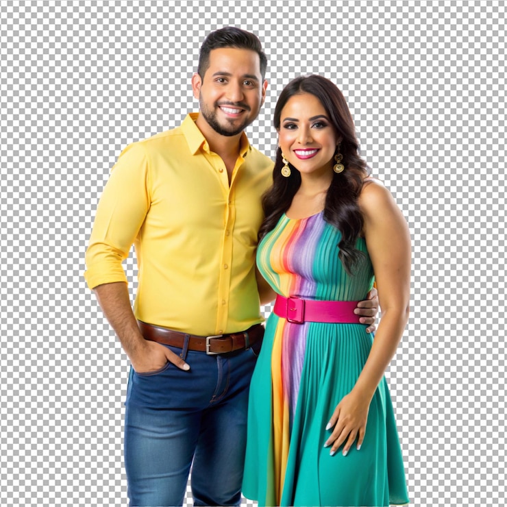 PSD um doce casal latino em fundo transparente