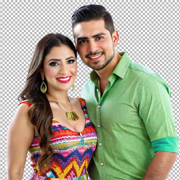 PSD um doce casal latino em fundo transparente