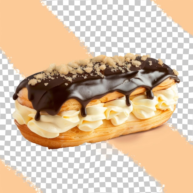 PSD um donut com glasura de chocolate e nozes.