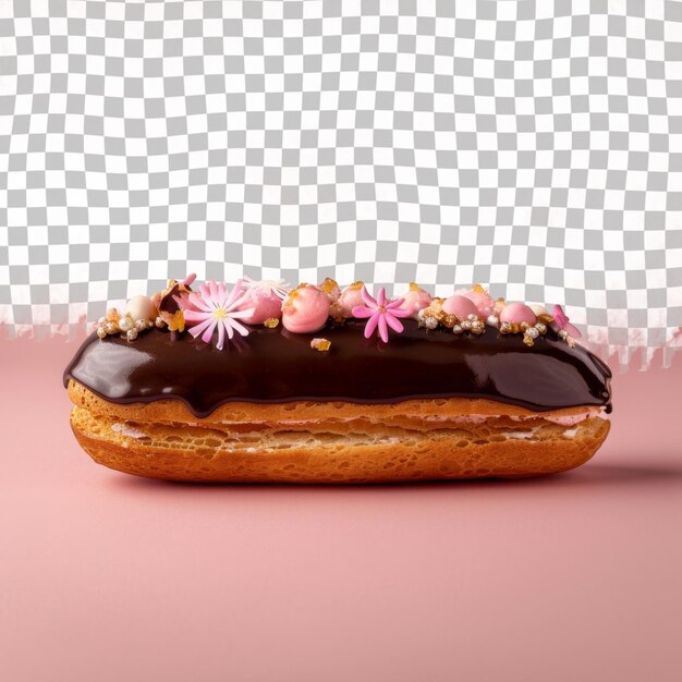 Um donut com salpicaduras cor-de-rosa e amarelas e um fundo rosa com um fundo rosa