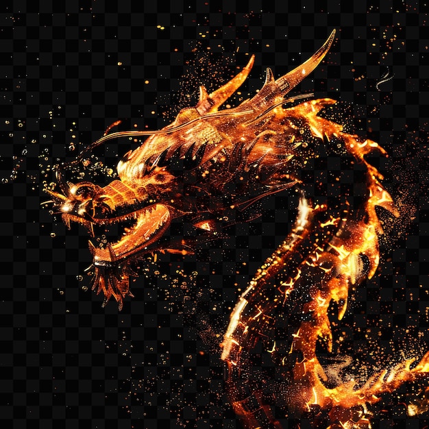 PSD um dragão com chamas e fogo nele.