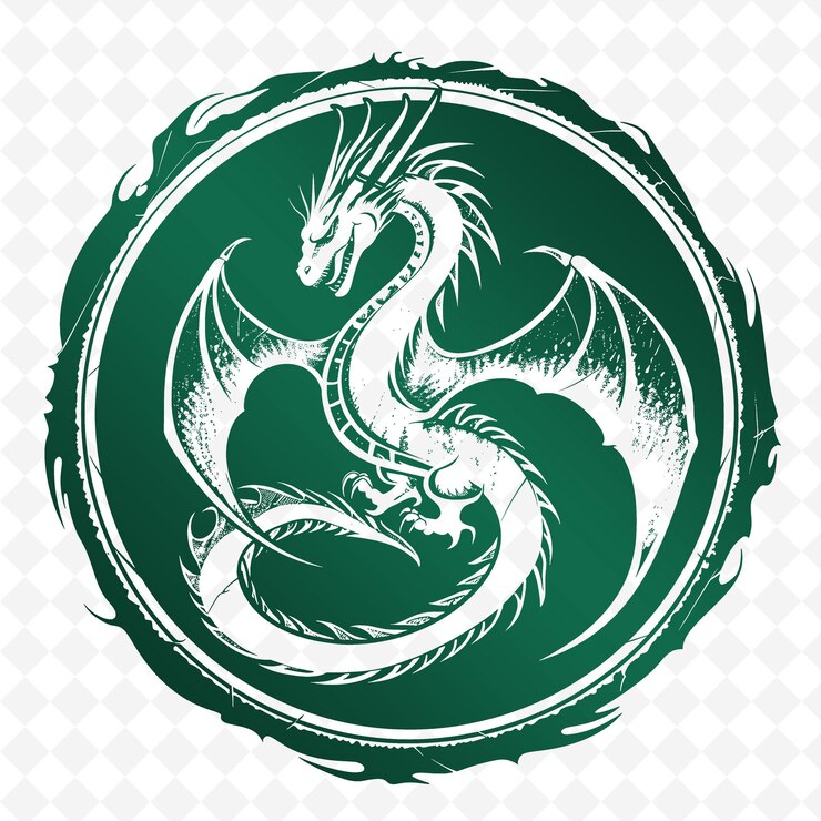 PSD um dragão verde com fundo verde com fundo branco