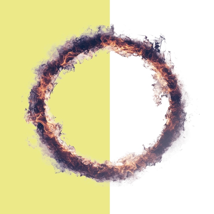 PSD um efeito de fogo circular em um fundo branco no estilo de uma imagem png com um fundo transparente e limpo fundo alfa transparente png