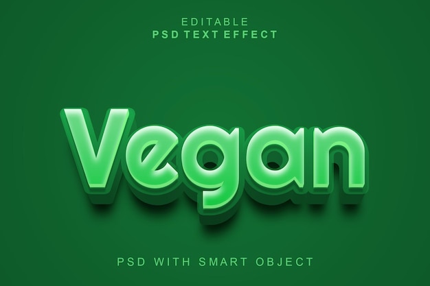 Um efeito de texto vegan verde e branco com um fundo verde.