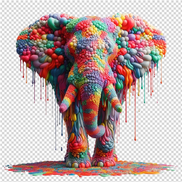PSD um elefante com um padrão colorido de cores e as palavras elefante