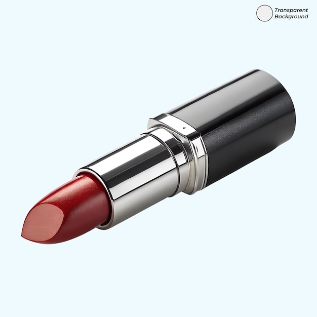 Um elegante batom vermelho em uma caixa metálica