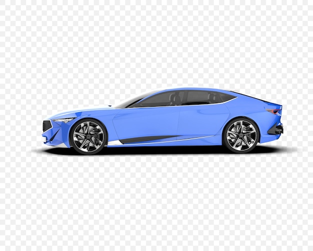 Um elegante carro esportivo azul em exibição