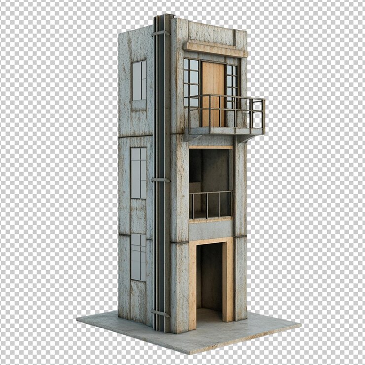 PSD um elevador de vidro em fundo branco