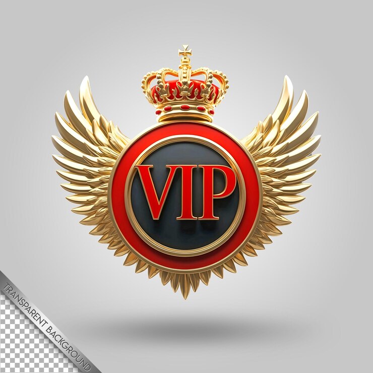 PSD um emblema vermelho e dourado com uma coroa de ouro e asas