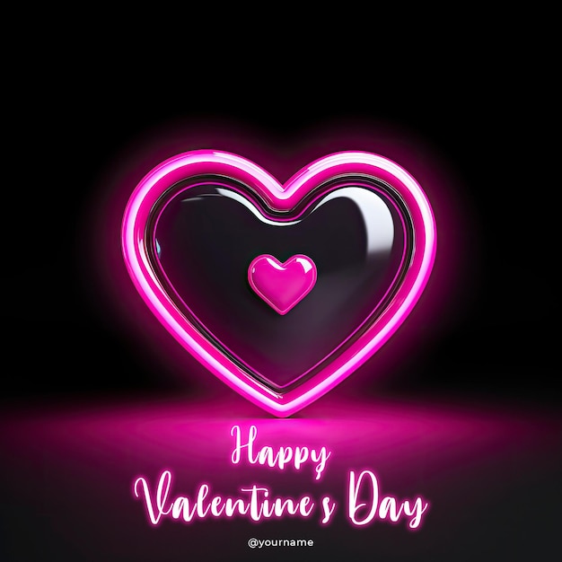 PSD um emoji de coração 3d do instagram com um fundo preto com um símbolo de coração rosa