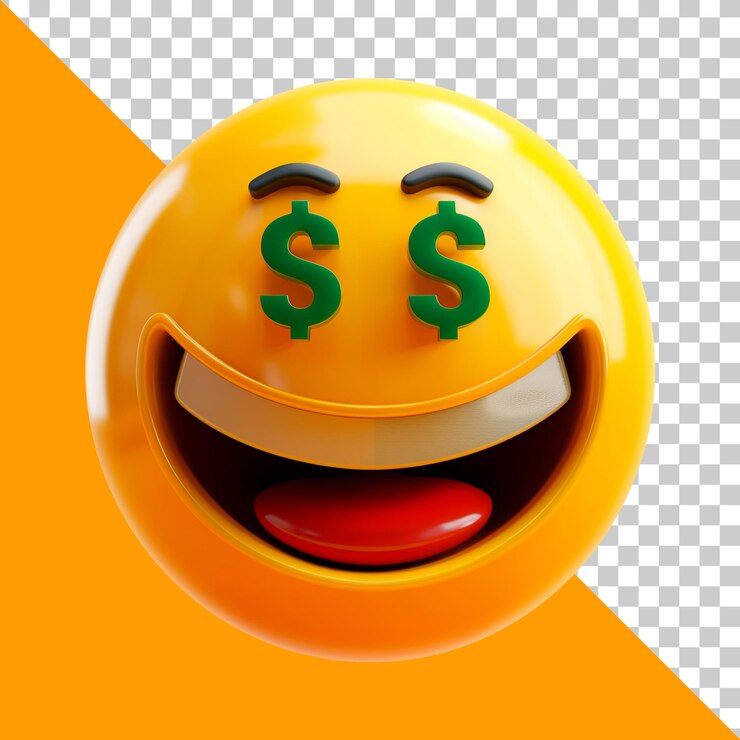 PSD um emoji sorridente com um sinal de dólar