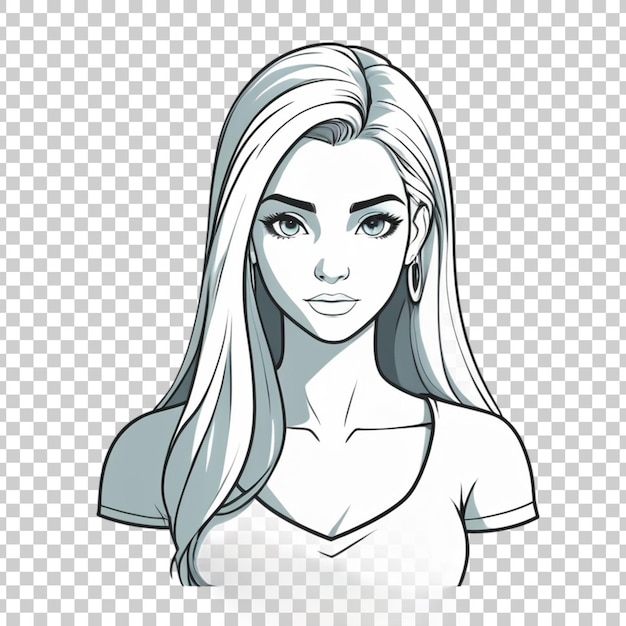 um esboço de uma menina com cabelo longo