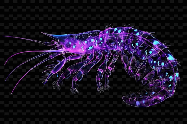 PSD um escorpião com luzes roxas e azuis
