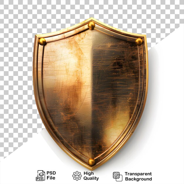 PSD um escudo dourado em fundo transparente com arquivo png