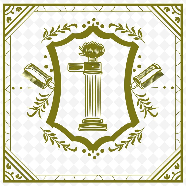 PSD um escudo verde e dourado com livros nele