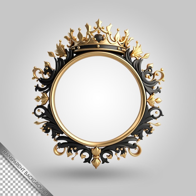 PSD um espelho com uma moldura dourada e um fundo branco com uma imagem de uma coroa