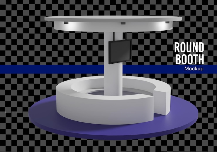 PSD um estande de exposição redonda 3d para maquete de loja
