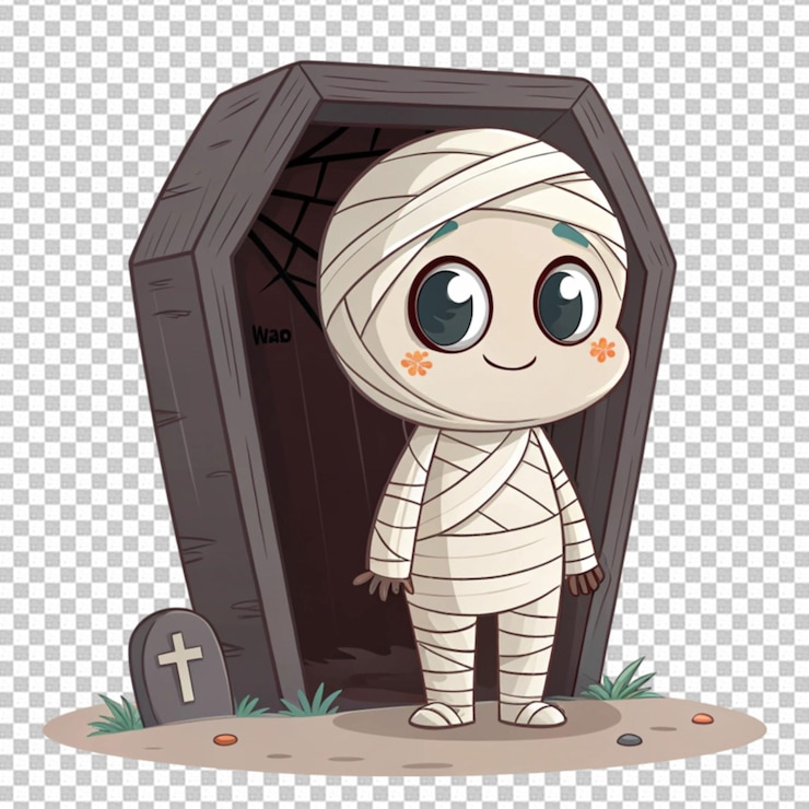 PSD um fantasma com em seu kofin em fundo transparente