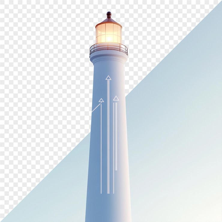 PSD um farol com um céu azul e um fundo branco