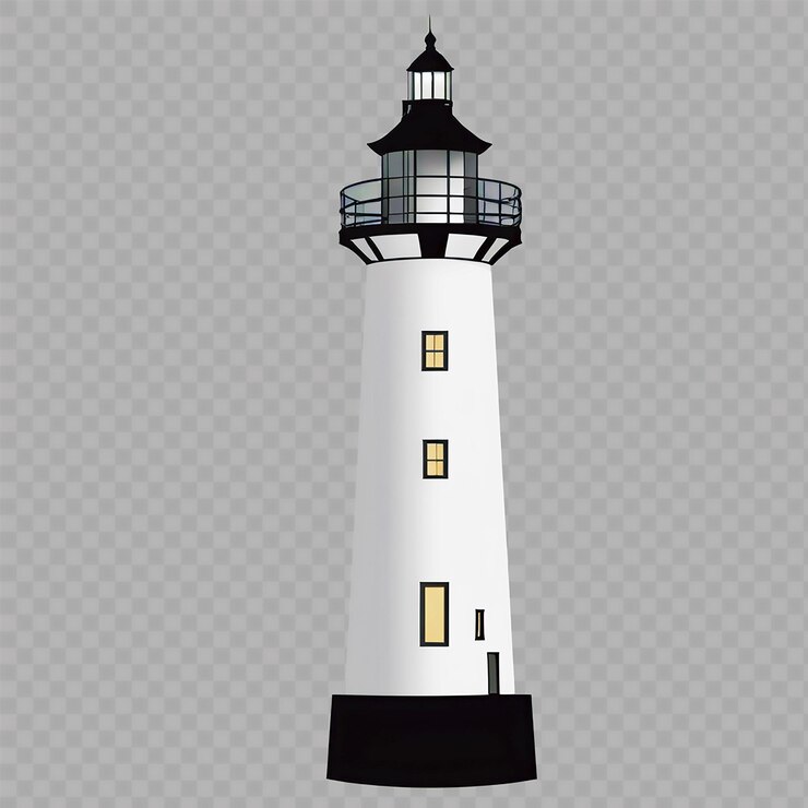 PSD um farol em um fundo transparente com uma faixa preta que diz farol