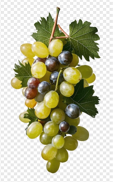 PSD um feixe de uvas com uma folha verde
