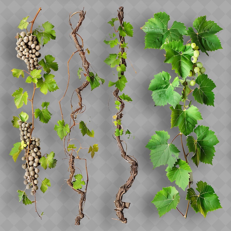 PSD um feixe de uvas é mostrado com um fundo branco