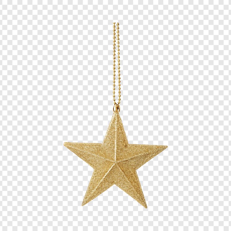 PSD um feliz ano novo estrelas douradas penduradas isoladas em um fundo transparente