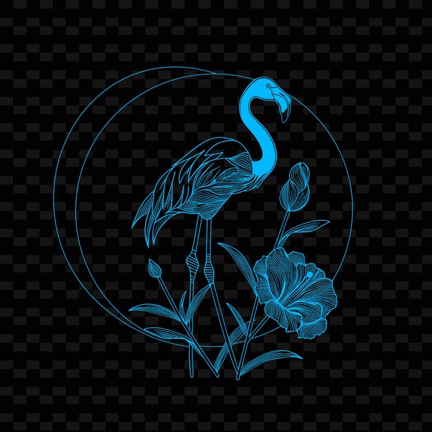 PSD um flamingo com uma flor no fundo