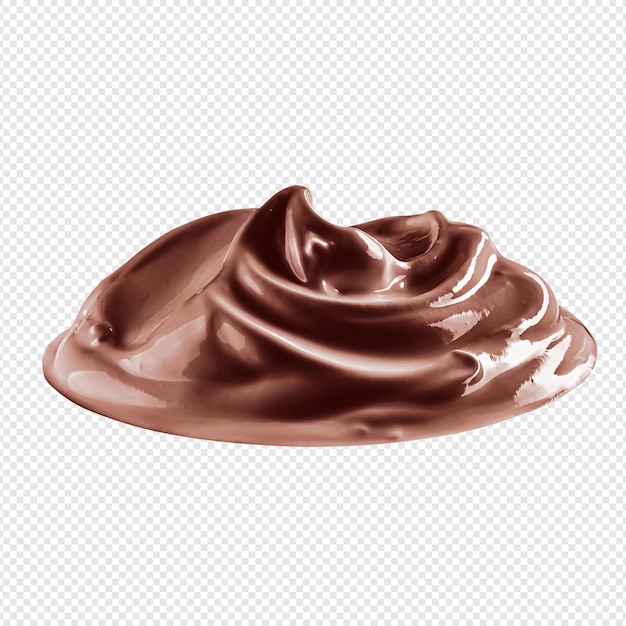 Um fluxo de chocolate derretido isolado em um fundo transparente