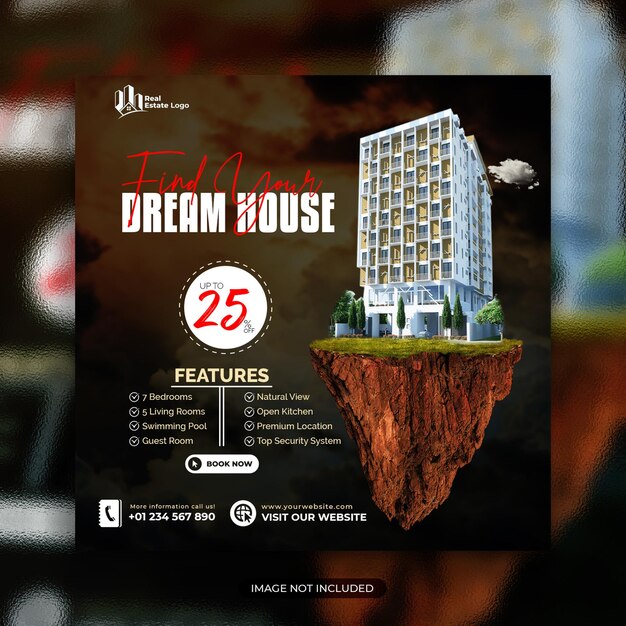 Um flyer para a casa dos sonhos que está anunciando um site.