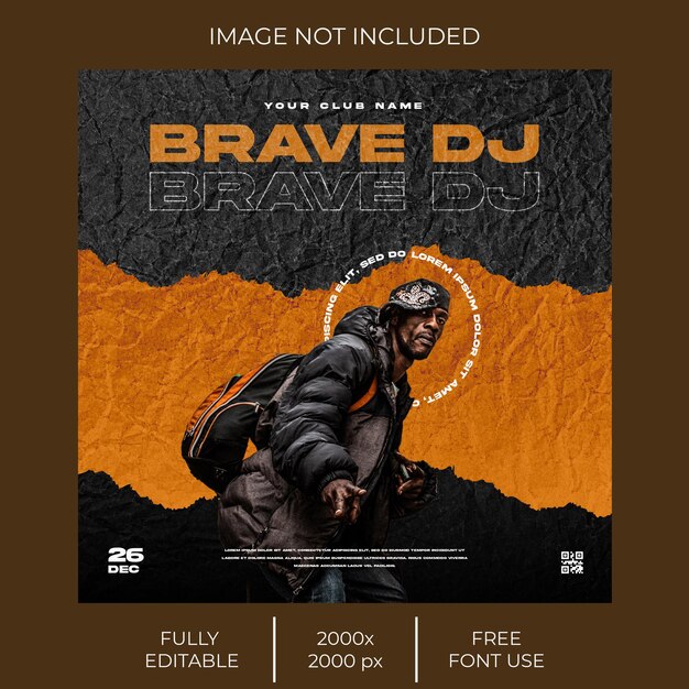 Um flyer para um filme chamado brave dj.