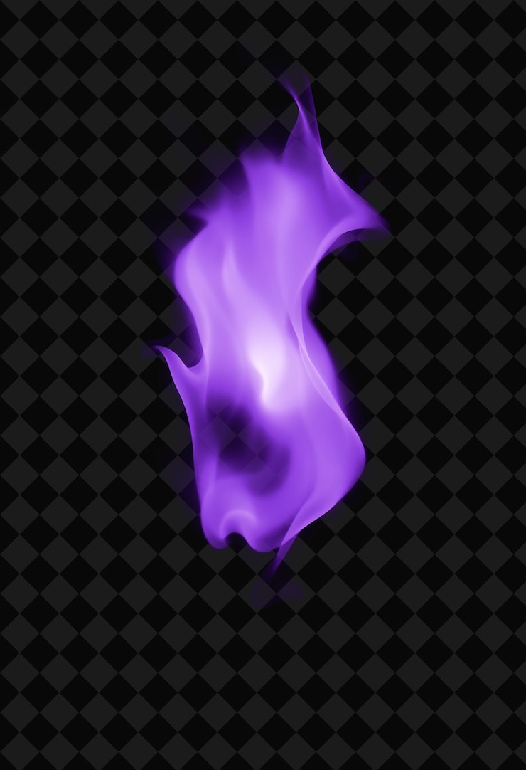 PSD um fogo roxo com uma chama roxa em um fundo preto