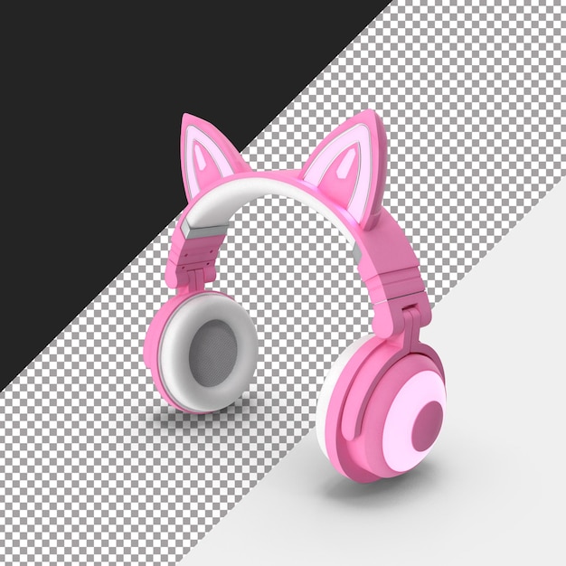 Um fone de ouvido rosa em 3D renderizado em arquivo png