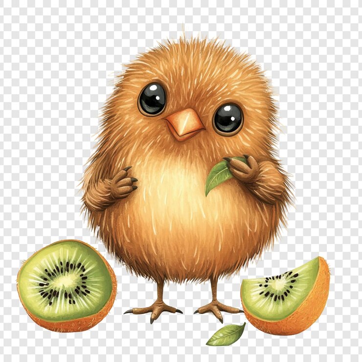PSD um frango com um monte de kiwi e um kiwi do outro lado