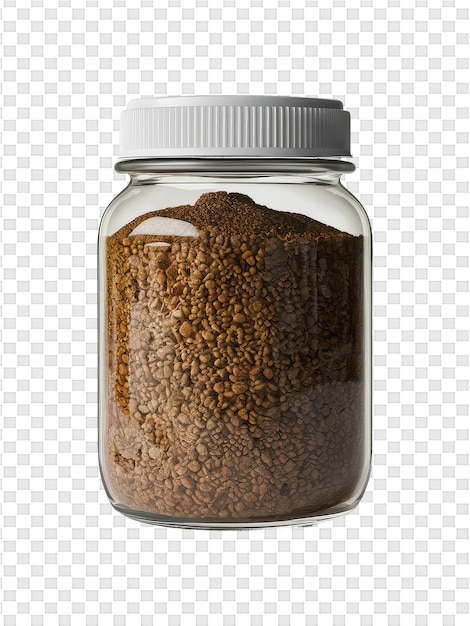 PSD um frasco de sementes castanhas com uma tampa que diz frasko de sementes
