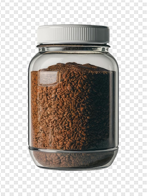 PSD um frasco de sementes manchadas castanhas é mostrado em um fundo transparente