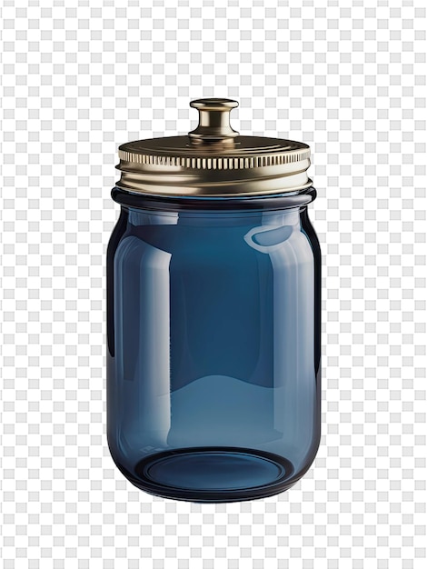 PSD um frasco de vidro azul com uma tampa de ouro que diz vazio