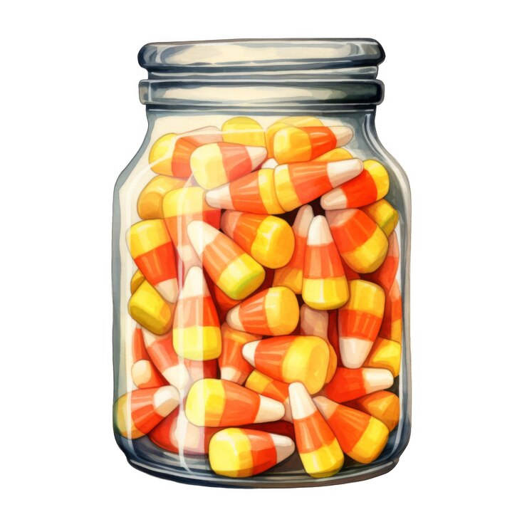 PSD um frasco de vidro cheio de milho doce
