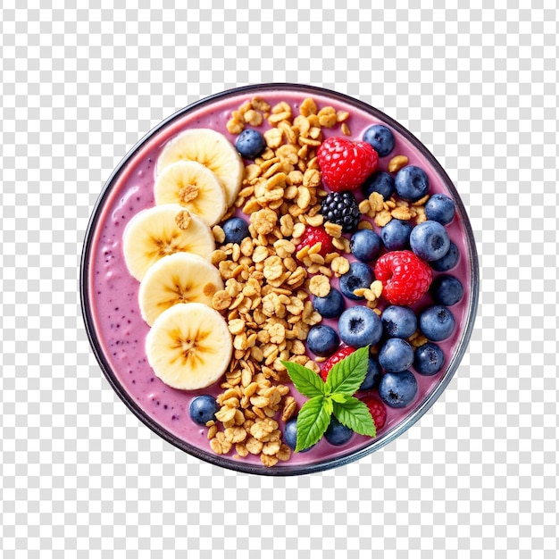 Um frasco saudável com frutas frescas e granola