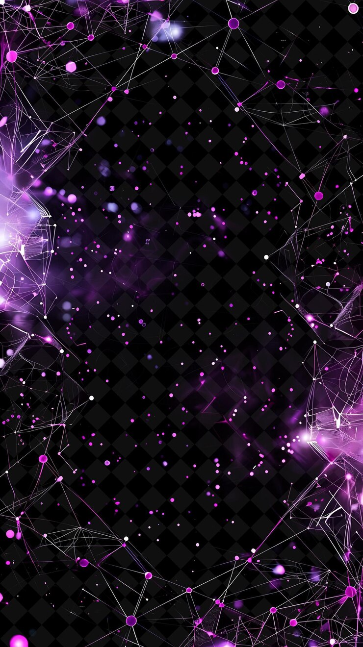 PSD um fundo abstrato digital de partículas e estrelas roxas e cor-de-rosa
