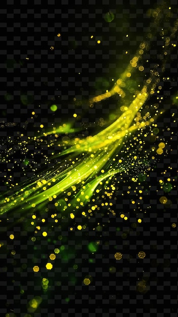 PSD um fundo abstrato verde e amarelo com partículas e estrelas